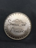 WOW Vintage 1973 Draper Mint Swiss of America 1 OZ .999 Fine Silver Bullion Round