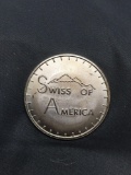 WOW Vintage 1973 Draper Mint Swiss of America 1 OZ .999 Fine Silver Bullion Round