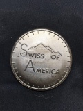 WOW Vintage 1973 Draper Mint Swiss of America 1 OZ .999 Fine Silver Bullion Round