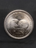 UNC 1985 Argentina World Trade FCCB 1 OZ .999 Fine Silver Bullion Round