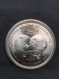 UNC 1985 Argentina World Trade FCCB 1 OZ .999 Fine Silver Bullion Round