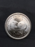 UNC 1985 Argentina World Trade FCCB 1 OZ .999 Fine Silver Bullion Round