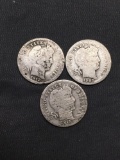 Lot of 3 United States 90% Silver BARBER DIMES - From Unsearched Sack! SEE PHOTOS