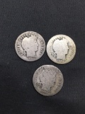 Lot of 3 United States 90% Silver BARBER DIMES - From Unsearched Sack! SEE PHOTOS