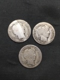 Lot of 3 United States 90% Silver BARBER DIMES - From Unsearched Sack! SEE PHOTOS