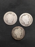 Lot of 3 United States 90% Silver BARBER DIMES - From Unsearched Sack! SEE PHOTOS