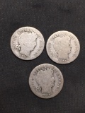 Lot of 3 United States 90% Silver BARBER DIMES - From Unsearched Sack! SEE PHOTOS