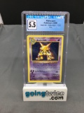 CGC Graded 1999 Pokemon Base Set Shadowless #1 ALAKAZAM Holofoil Rare Trading Card - EX+ 5.5