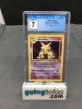 CGC Graded 2000 Pokemon Base 2 Set #1 ALAKAZAM Holofoil Rare Trading Card - NM 7