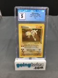 CGC Graded 1999 Pokemon Fossil #7 HITMONLEE Holofoil Rare Trading Card - EX 5