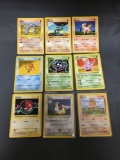 9 Count Lot Vintage Pokemon Base Set SHADOWLESS Trading Cards