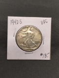 1942-S United States Walking Liberty Silver Half Dollar - 90% Silver Coin from ENORMOUS ESTATE