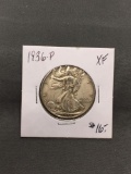 1936-P United States Walking Liberty Silver Half Dollar - 90% Silver Coin from ENORMOUS ESTATE