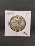 1936-P United States Walking Liberty Silver Half Dollar - 90% Silver Coin from ENORMOUS ESTATE