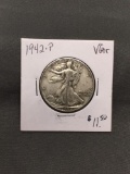 1942-P United States Walking Liberty Silver Half Dollar - 90% Silver Coin from ENORMOUS ESTATE