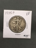 1935-P United States Walking Liberty Silver Half Dollar - 90% Silver Coin from ENORMOUS ESTATE