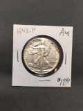 1942-P United States Walking Liberty Silver Half Dollar - 90% Silver Coin from ENORMOUS ESTATE