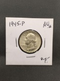 1945-P United States Washington Silver Quarter - 90% Silver Coin from ENORMOUS ESTATE