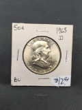 1963-D United States Franklin Silver Half Dollar - 90% Silver Coin from ENORMOUS ESTATE
