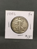 1935-S United States Walking Liberty Silver Half Dollar - 90% Silver Coin from ENORMOUS ESTATE