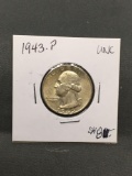 1943-P United States Washington Silver Quarter - 90% Silver Coin from ENORMOUS ESTATE