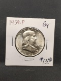1959-P United States Franklin Silver Half Dollar - 90% Silver Coin from ENORMOUS ESTATE