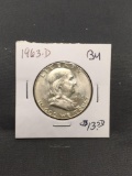 1963-D United States Franklin Silver Half Dollar - 90% Silver Coin from ENORMOUS ESTATE