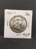 1963-D United States Franklin Silver Half Dollar - 90% Silver Coin from ENORMOUS ESTATE