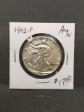 1942-P United States Walking Liberty Silver Half Dollar - 90% Silver Coin from ENORMOUS ESTATE