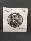 1962-P United States Franklin Silver Half Dollar - 90% Silver Coin from ENORMOUS ESTATE