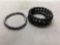 Lot of Two Beaded 7in Bracelets, One Black Bead Coil and One Pearl Beaded