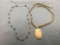 Lot of Two Brown Gemstone Beaded 20in Long Necklaces, One w/ Jasper Beads and One w/ Tiger's Eye