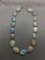 Oval Polished Boulder Turquoise Beaded 20mm Wide 18in Long Necklace