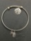 Believe Inspired 3in Diameter Solid Sterling Silver Slider Clasp Bangle Bracelet w/ Three Charms