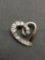 Graduating Round Faceted CZ Featured 20mm Tall 18mm Wide Sterling Silver Ribbon Heart Pendant