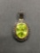 Two-Tone Double Rope Detailed Sterling Silver Pendant Enhancer w/ Oval Faceted Vibrant Green Gem