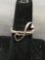 Mother, Daughter & Friends Motif Twin Ribbon Heart Featured 15mm Wide Tapered Sterling Silver Ring