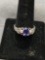 Oval Faceted 7x5 mm Tanzanite Gemstone Center w/ Twin Round CZ Accents Filigree Detailed Sterling