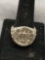 Handmade Hebrew Star of David Design 20mm Diameter Detailed Sterling Silver Ring Band