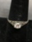 KBN Designer Vintage Filigree Detailed Sterling Silver Engagement Ring Band w/ Round Faceted 5mm CZ