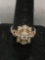 Princess Faceted 5x5 mm CZ Center w/ Milgrain Detailed CZ Accented Vintage Cross Pattern Halo