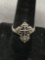 Filigree Detailed Cross Design 18mm Long High Polished Sterling Silver Ring Band