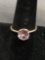 Four Prong Set Round Faceted 8mm Morganite Gemstone Center Rose-Tone Sterling Silver Solitaire Ring