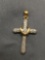 Two-Tone 29mm Long 20mm Wide Round Faceted Diamond Accented Sterling Silver Cross Pendant