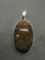 New! Large Gorgeous Natural Bloodstone Cabochon w/ Natural Inclusions 3 1/8in Long Sterling Silver