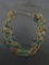 Ten Strands of Alternating Tumbled Agate & Turquoise Beaded 20mm Wide 18in Long Necklace w/ Sterling