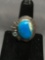 New! AAA Quality Gorgeous Large Detailed Santa Rose Turquoise w/ Blue Topaz Accent Sterling Silver
