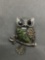 New! Amazing Unique Ruby Zoisite 2 1/8in Long Sterling Silver Owl Pendant w/ Black Onyx Eyes
