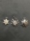 Lot of Three Sterling Silver Star Charms