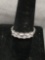 Five Princess Faceted CZ Centers Sterling Silver Anniversary Band